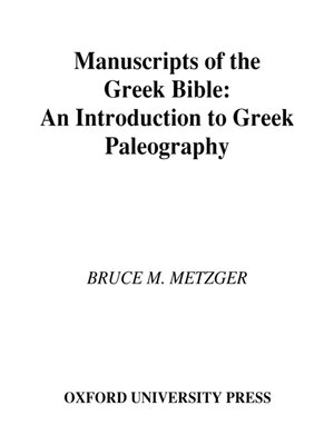 cover image of Manuscripts of the Greek Bible